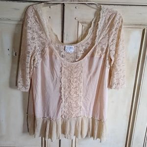 Free people beautiful ivory and lace top